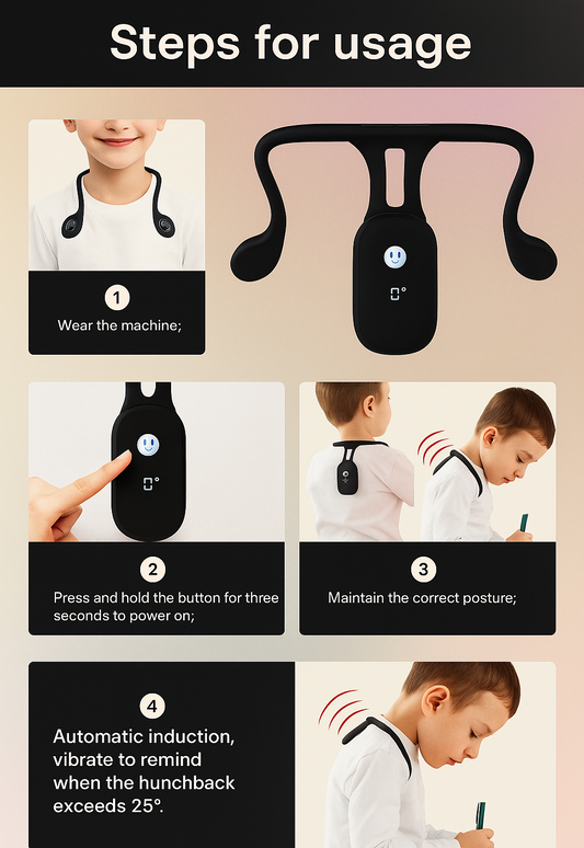 Smart Vibration Posture Corrector – For Kids (4+) & Adults | Real-Time Slouch Reminder, USB Rechargeable